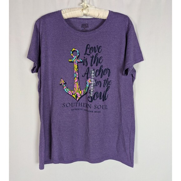 Southern Soul Tshirt XL Purple Short Sleeve Love is the Anchor for the Soul - Picture 1 of 4
